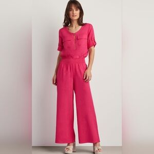 NWT ELLEN TRACY LINEN BLEND 3/4 SLEEVE UTILITY TOP